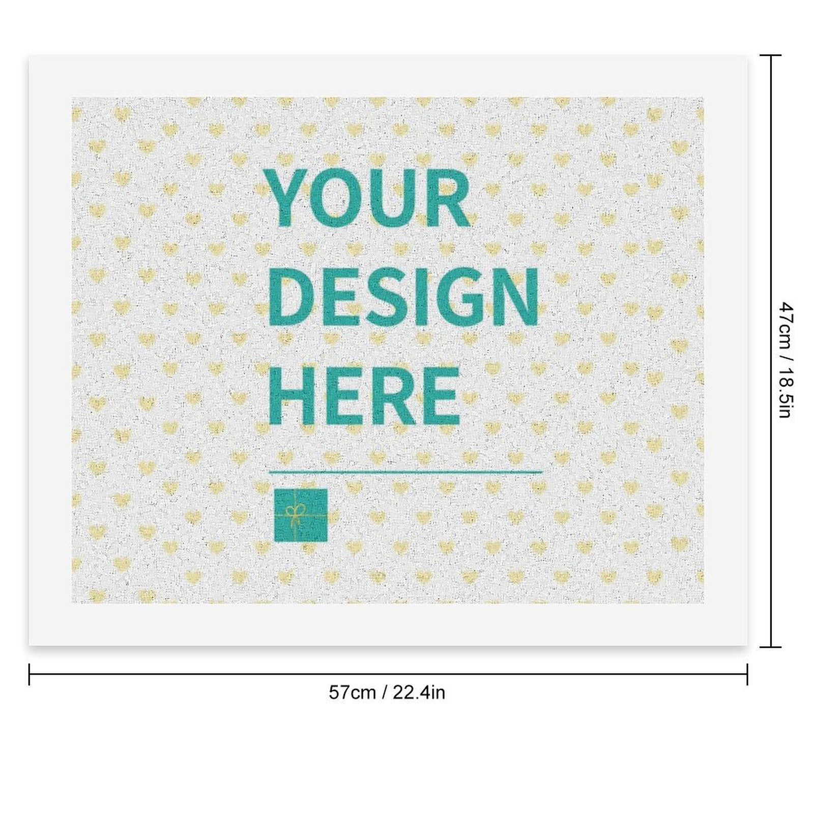 Customizable paint by numbers canvas with 'YOUR DESIGN HERE' text and a yellow hearts pattern, DIY gift.