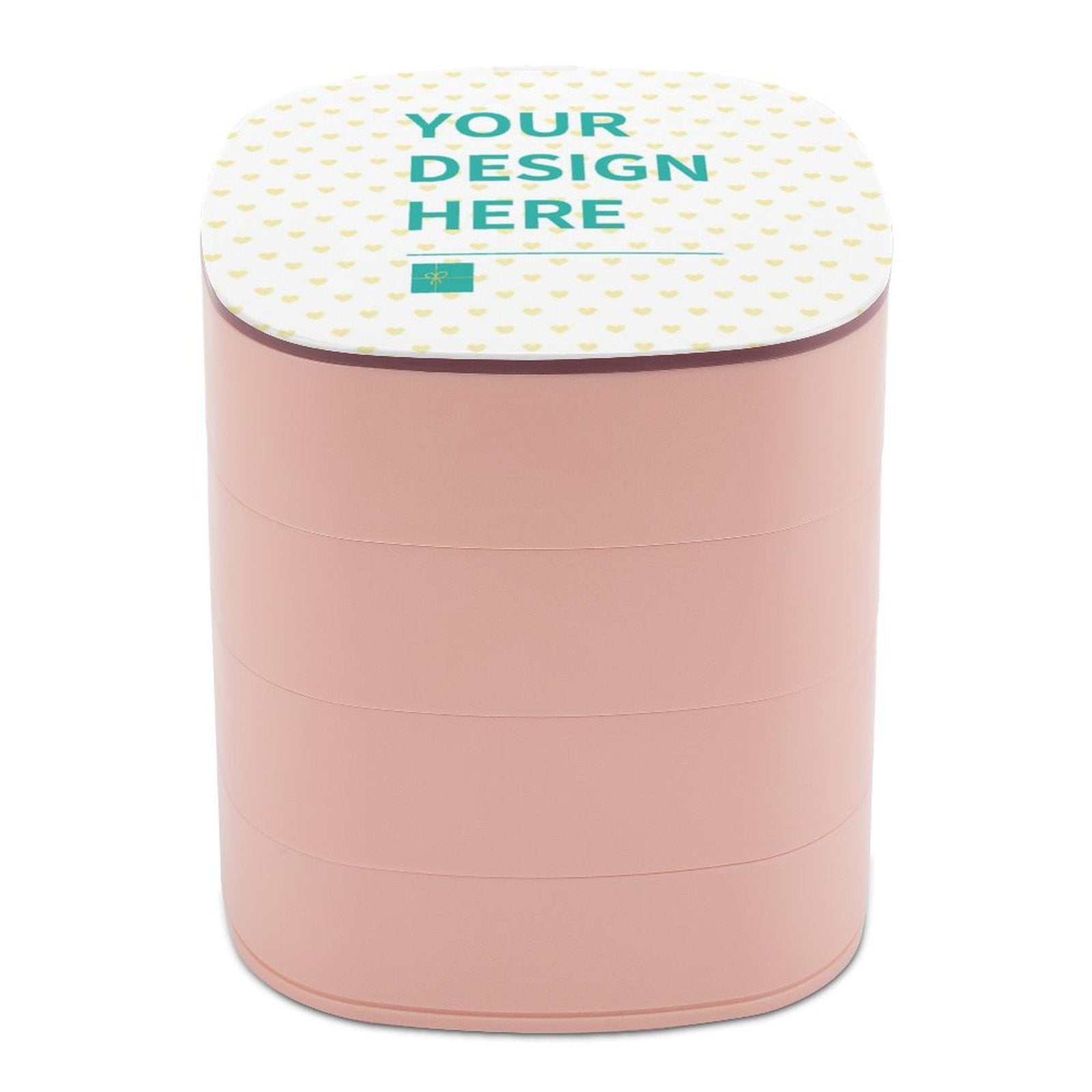 Personalized pink rotatable jewelry box with mirror; Customize your design here; ABS material