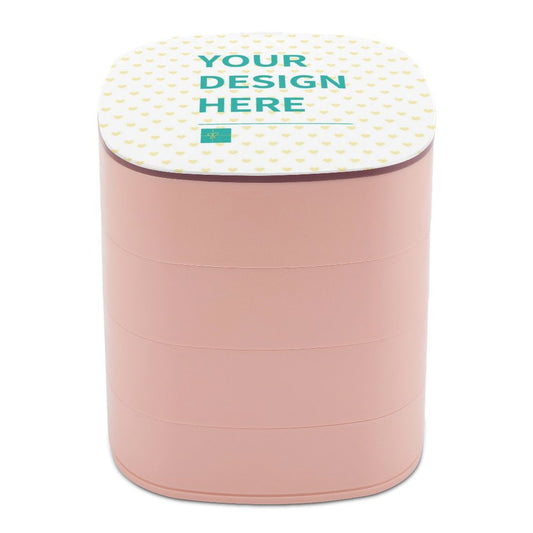 Personalized pink rotatable jewelry box with mirror; Customize your design here; ABS material