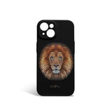 African Lion Art Print IPhone 15 Phone Case Protector by Ben Heine, black slim case with a detailed lion artwork