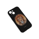 iPhone 15 phone case with African lion artwork by Ben Heine, black slim design.