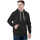 Black men's hoodie with logo, comfortable polyester blend sweatshirt for everyday wear