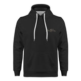 Black men's hoodie with 'Bartt Heine' signature logo, comfortable polyester blend sweatshirt