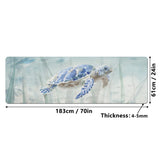 Watercolor blue sea turtle yoga mat, 183cm x 61cm, 4-5mm thick, non-slip surface