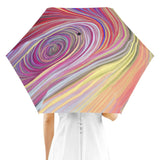 Windproof portable umbrella with colorful abstract art design and sun protection, a travel essential.