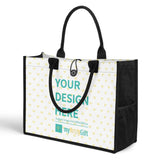 Customizable canvas tote bag with heart pattern and black accents, perfect for women and families; MyArtsyGift