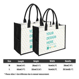 Custom canvas tote bag, heart pattern, black handles, 'Your Design Here' from MyArtsyGift. Women's shopping tote.
