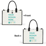 Canvas tote bag with heart pattern, black handles, 'Your Design Here' from MyArtsyGift. Women's shopping tote.