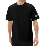 Black Brand Logo Lion Men's T-Shirt, polyester fabric, with 'my' logo on sleeve.