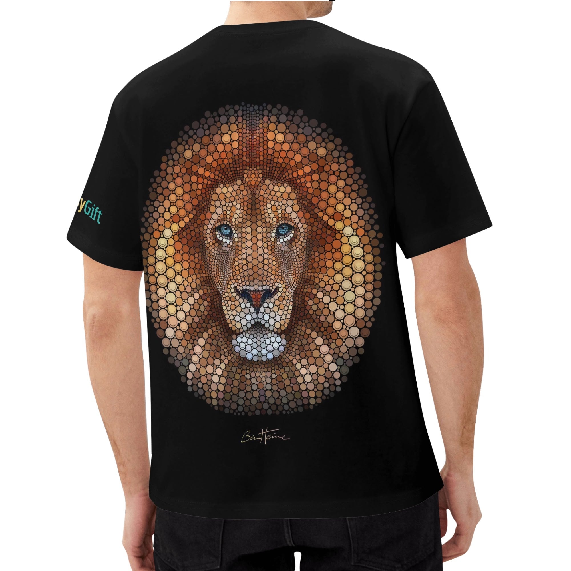 Brand Logo Lion Men's T-Shirt, black polyester, all-over print, MyArtsyGift design