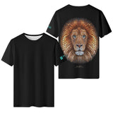 Black Lion T-Shirt for Men by MyArtsyGift. Polyester fabric. Featuring all-over print lion design, comfortable fit.