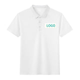 White cotton short sleeve polo shirt with 'LOGO', custom golf shirt for men and women