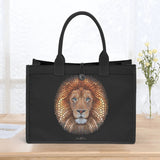 Ben Heine lion art tote bag. Premium black canvas shopping bag gift for women and moms.
