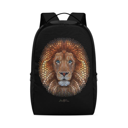 Ben Heine African Lion Backpack - Black Polyester Backpack with Lion art, School Backpack