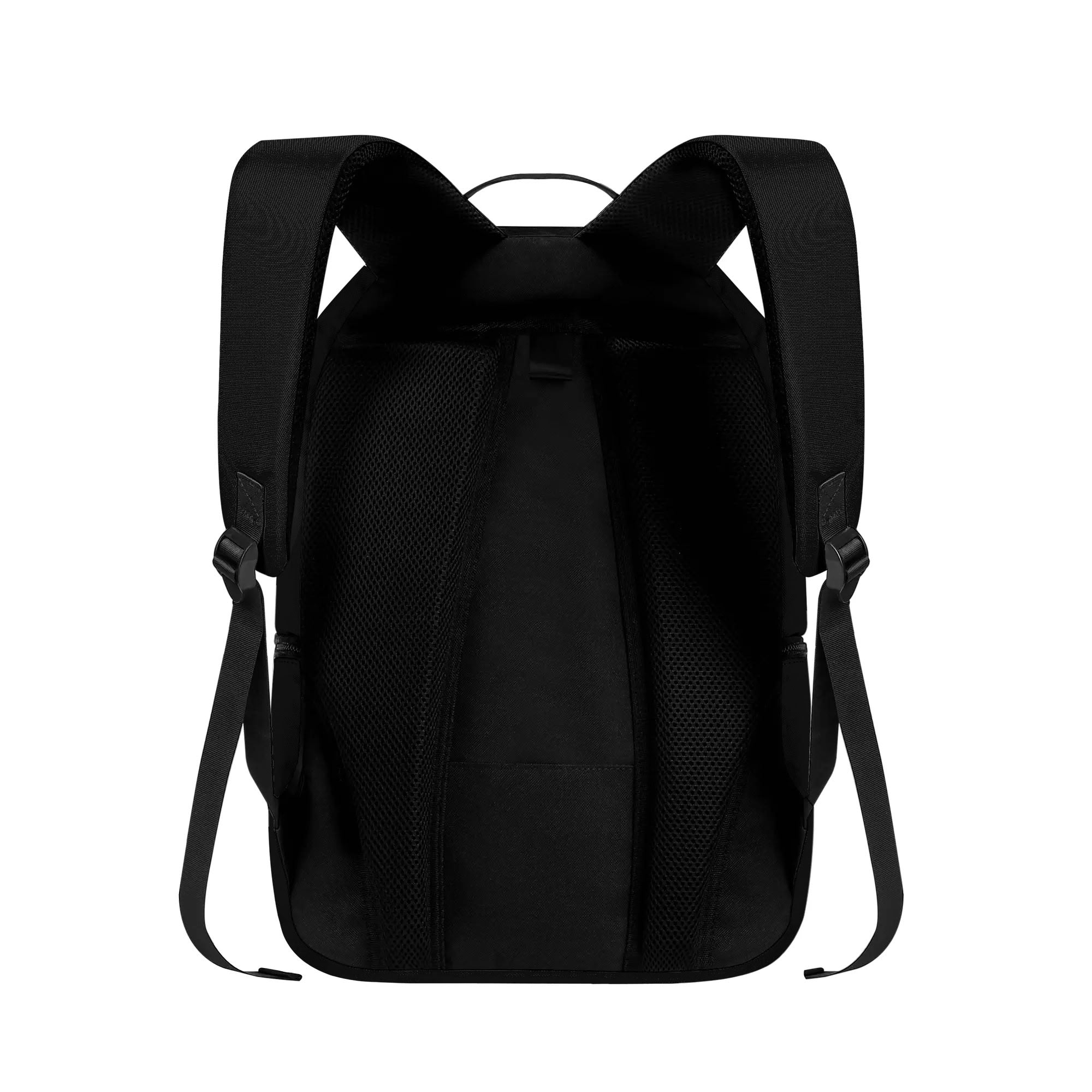 Black Lion Chain Backpack back view, adjustable straps, durable polyester backpack
