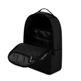 Ben Heine Lion Chain Backpack open, black polyester, travel or school bag with interior pockets