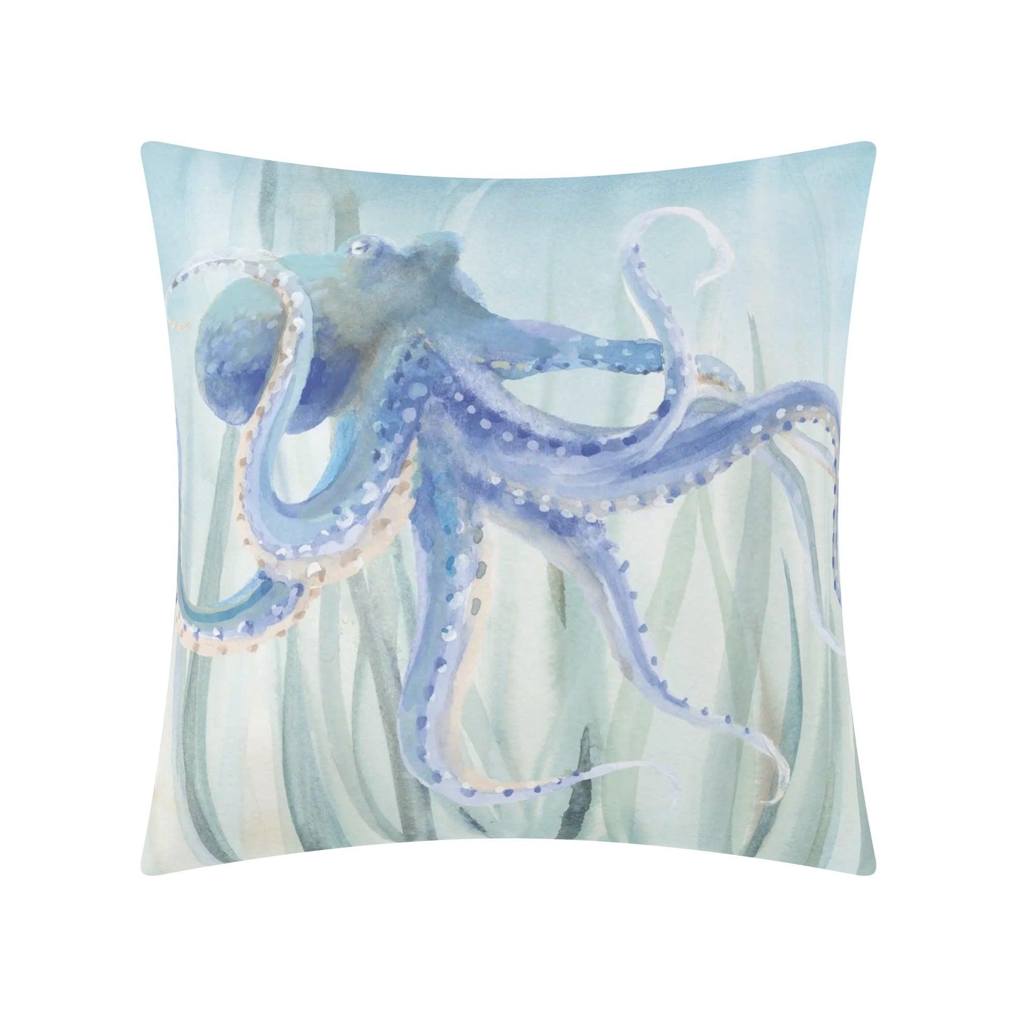 Watercolor octopus art pillow cover, soft fleece, home decor