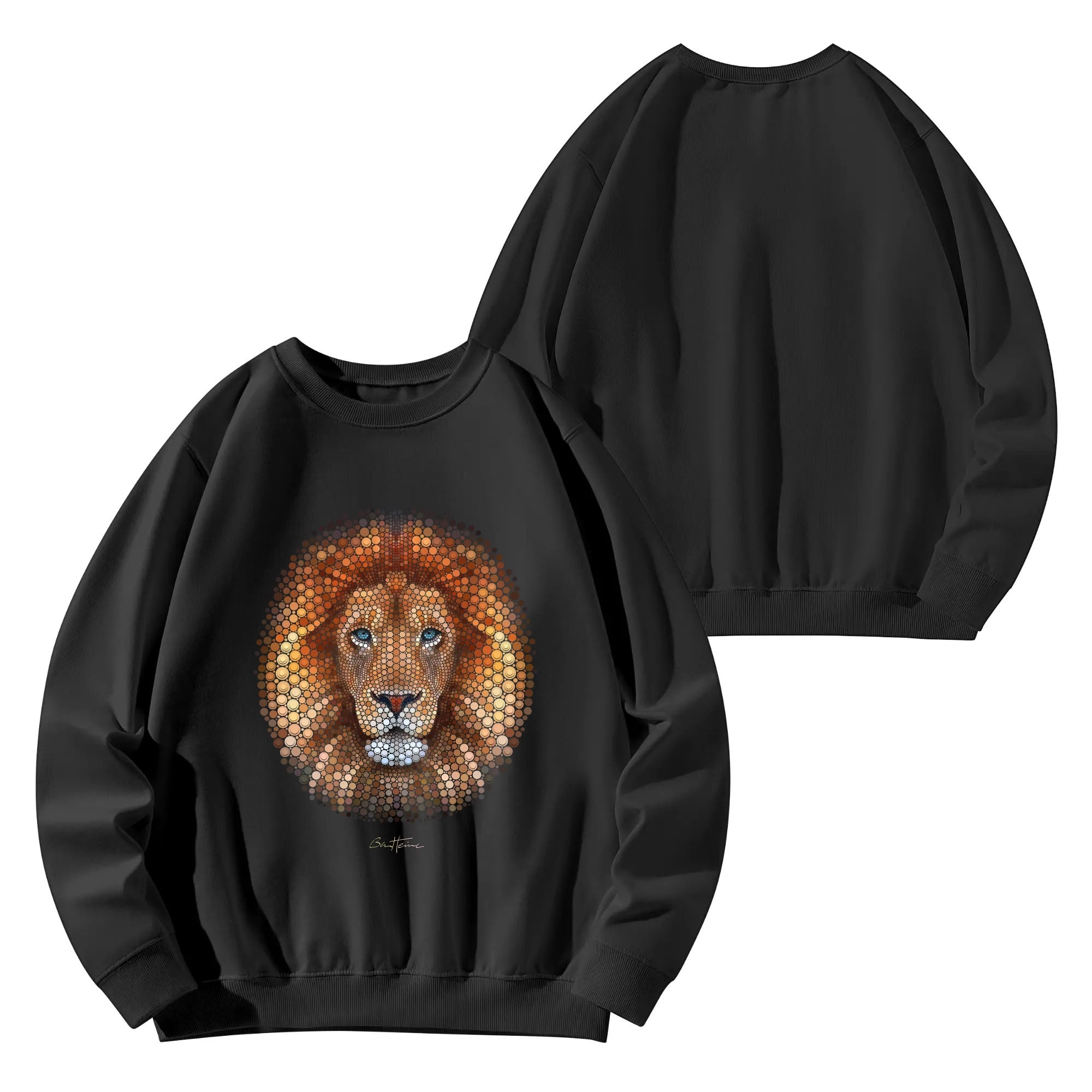 Ben Heine African Lion Art Printing Black Cotton Sweatshirt, Unisex Hoodie