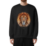 Black cotton sweatshirt featuring Ben Heine African Lion art print, unisex adult hoodie