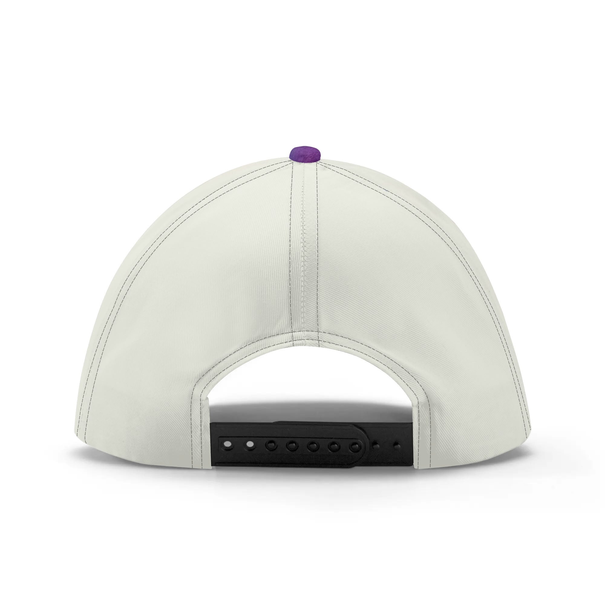 Cream unisex baseball cap with adjustable black strap, made of polyester fabric. All Over Printing golf dad hat.