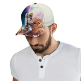 Astronaut on lion baseball cap for men and women. Adjustable cotton hat, featuring all-over printing design.