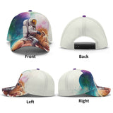 Astronaut and lion art baseball cap, unisex design, all over printing, adjustable, featuring stylish graphic.