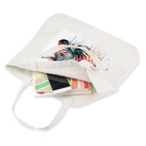 Reusable cotton tote bag with a watercolor zebra design, suitable for shopping, work, and travel.
