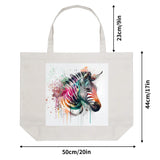 Watercolor zebra design tote bag. Reusable cotton canvas shoulder bag for women, shopping, travel, or work. White bag.