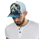 Unisex panda bear art all-over print baseball cap, adjustable cotton hat. Ideal for daily and outdoor activities.
