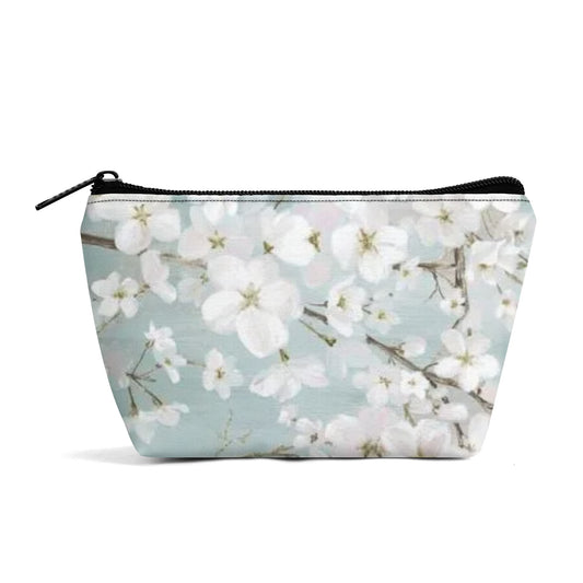 Girls flower wristlet bag with zipper closure, durable 300D polyester material, makeup travel cosmetic bag