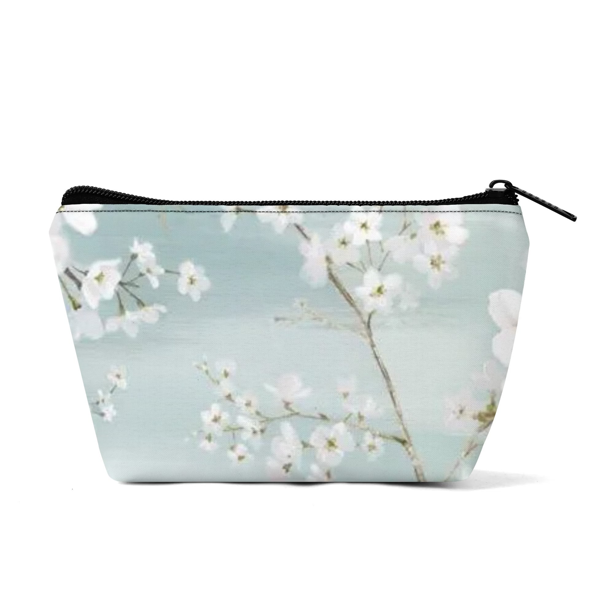 Floral print 300D polyester wristlet bag with zipper closure, perfect girls cosmetic bag.