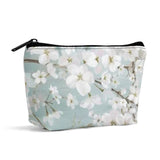 Girls 300D polyester floral wristlet bag with zipper closure, makeup travel cosmetic bag