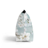 300D Polyester floral wristlet bag for women, zipper closure, white flower print