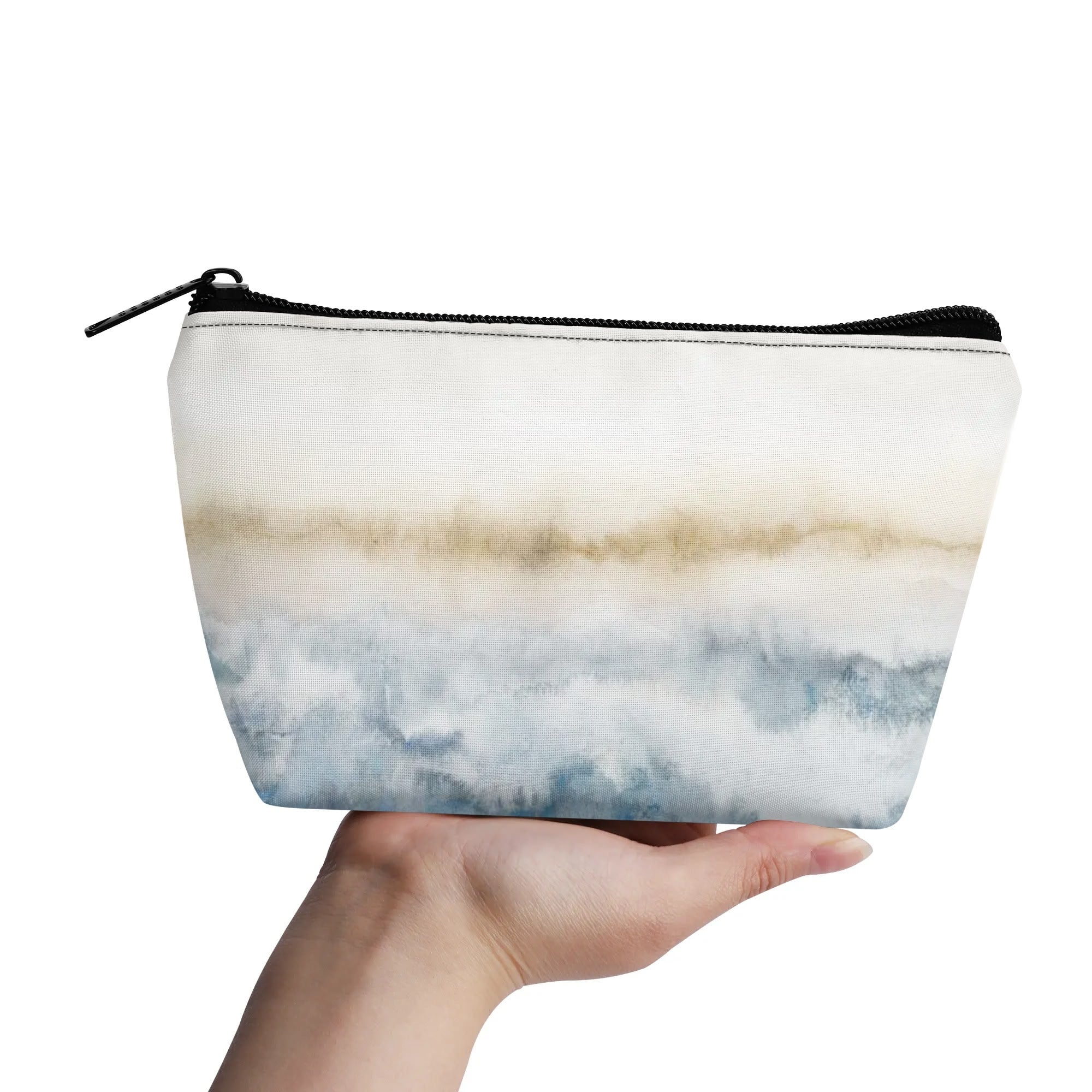 Girls' wristlet bag with abstract watercolor design, 300D polyester makeup bag