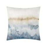 Abstract watercolor pillow cover in blue, gold tones, decorative throw pillow for sofa or bed, double-sided printing.