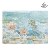Seahorse wooden puzzle, 500 pieces, featuring seahorse, coral and seashells for family game nights.