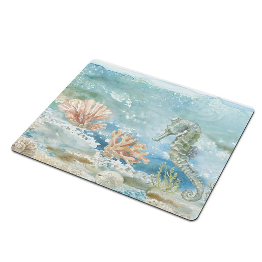 Seahorse Mouse Mat: Waterproof non-slip rubber base with sea creature design, perfect for office or laptop.