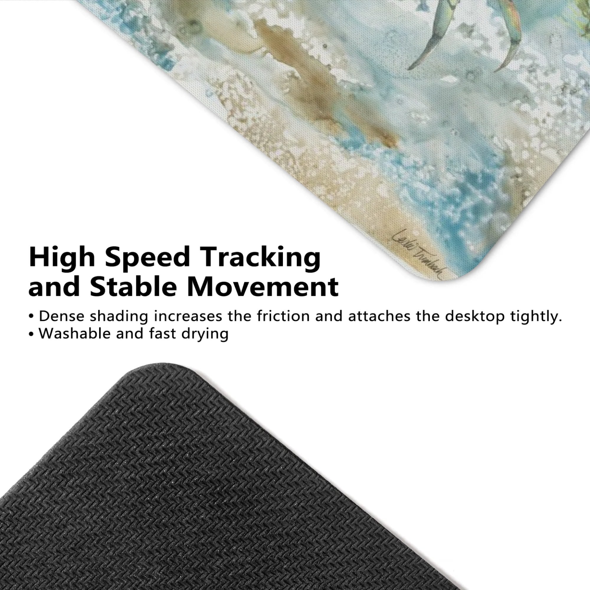 Crab mouse mat: watercolor crab design, High Speed Tracking, stable, non-slip rubber base for office and laptop.