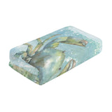 Watercolor beach kitchen towel with crab design. Soft and absorbent blue and green towel for bathroom or kitchen use.