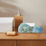 Beach kitchen towel with crab design. Soft, absorbent, blue and green for bathroom or kitchen use.