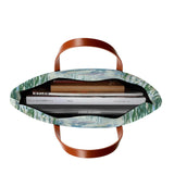 Monet Water Lilies tote bag, PU leather handles, carrying books and laptop, stylish women's bag