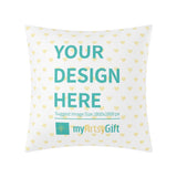 Personalized pillow cover with 'Your Design Here'. Double-sided printed throw pillow cover for bed or sofa.