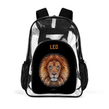 Clear backpack with lion design, transparent school bag, PVC material
