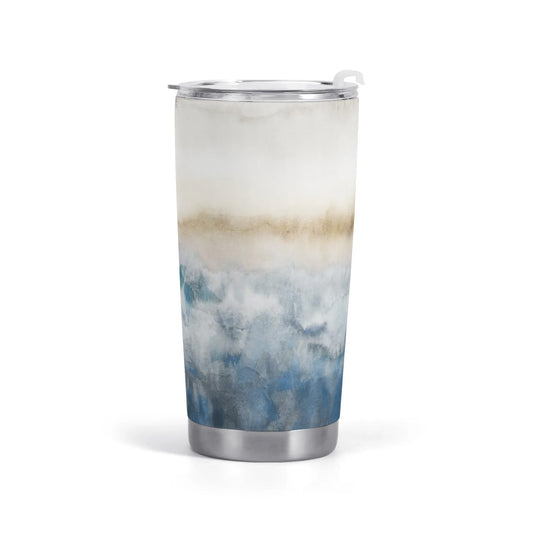 Stainless steel car cup with a watercolor design, MyArtsyGift, for art lovers and those who value personalization