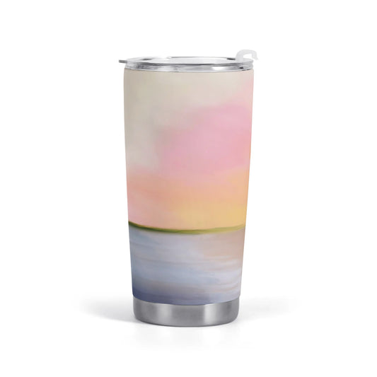 Stainless steel car cup with sunset art print for MyArtsyGift, travel mug