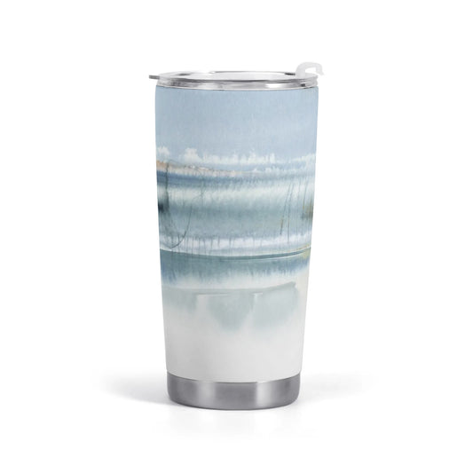 Stainless steel car cup with custom art print, all over printing design