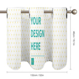 Custom window valance with personalized design, featuring 'YOUR DESIGN HERE' text for kitchen or bedroom decor