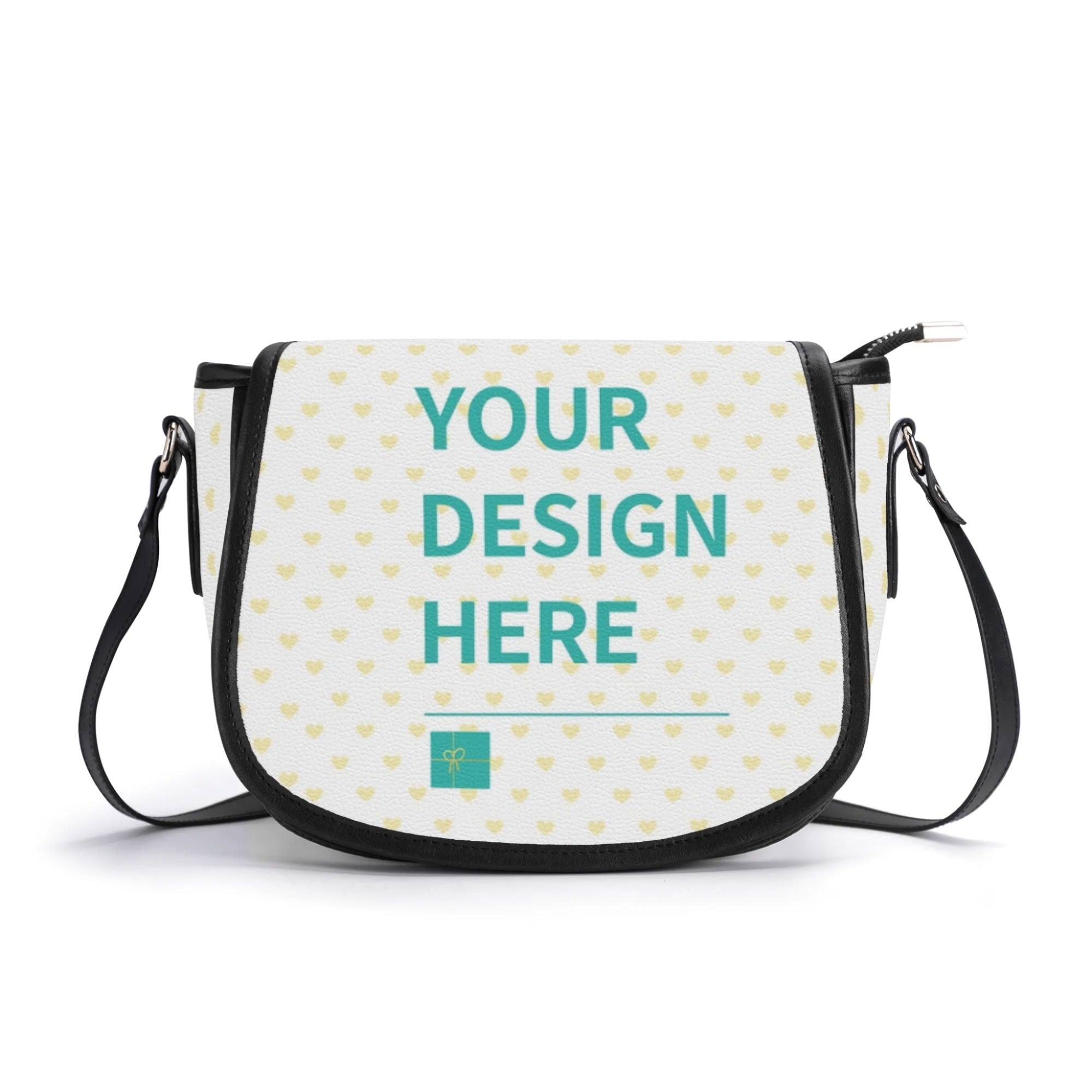 Personalized PU leather crossbody purse with customizable design, ideal saddle bag for women