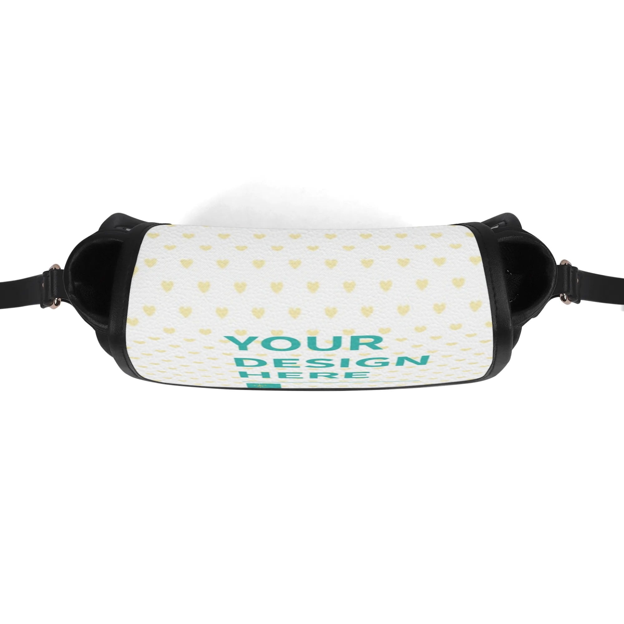 Customizable PU leather crossbody purse with 'YOUR DESIGN HERE' design, perfect ladies saddle bag