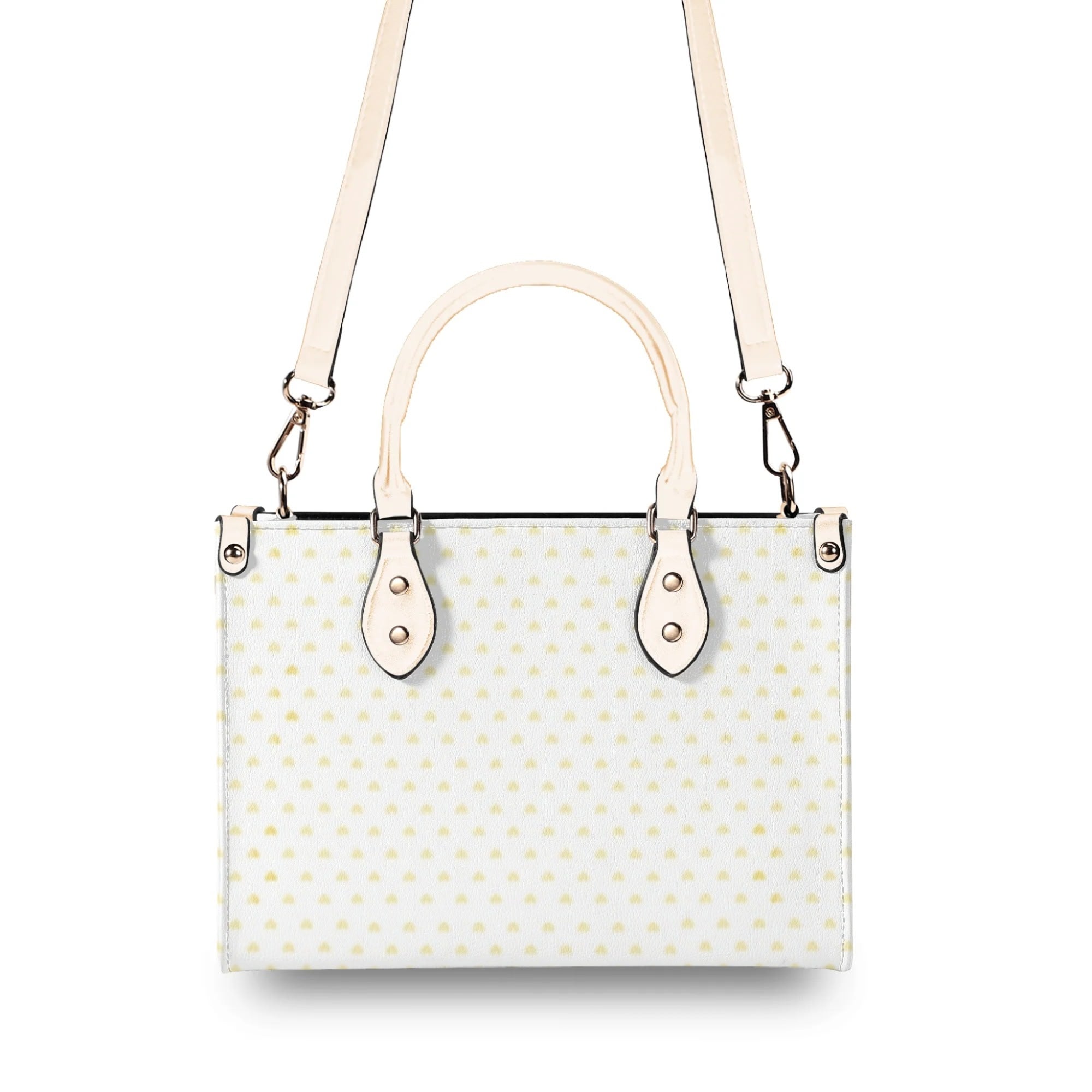 Personalized PU leather handbag with yellow heart pattern, work bag